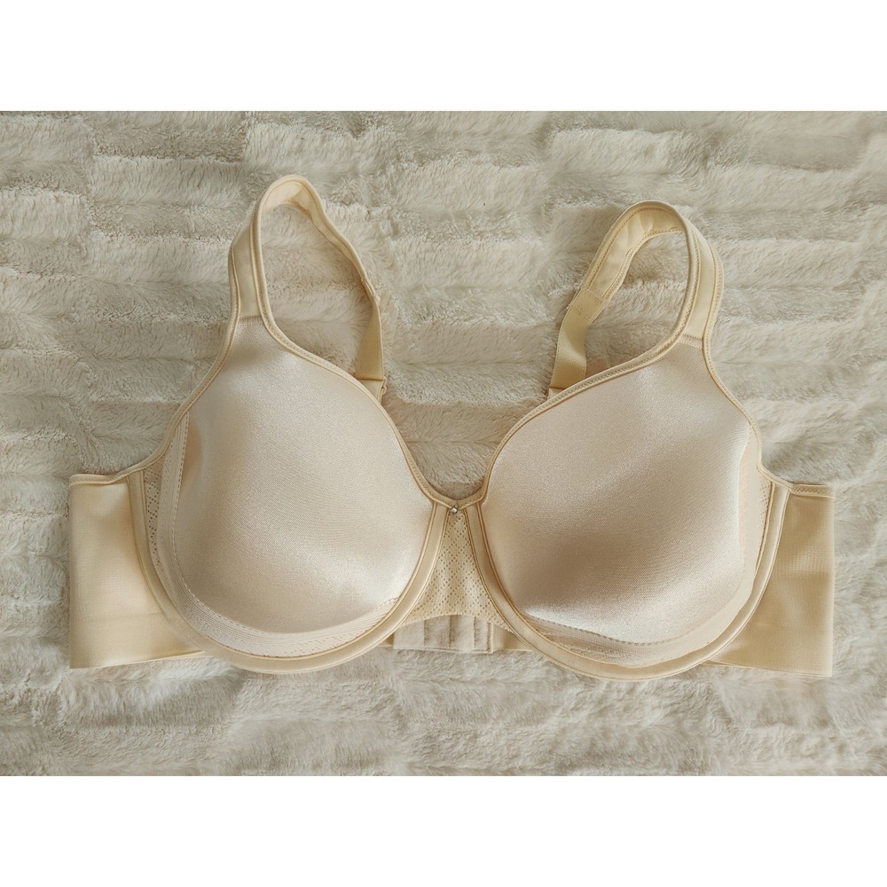 Playtex 44C Beautiful Lift Underwire Bra S520 Beige Mesh Accent Rhinestone Charm